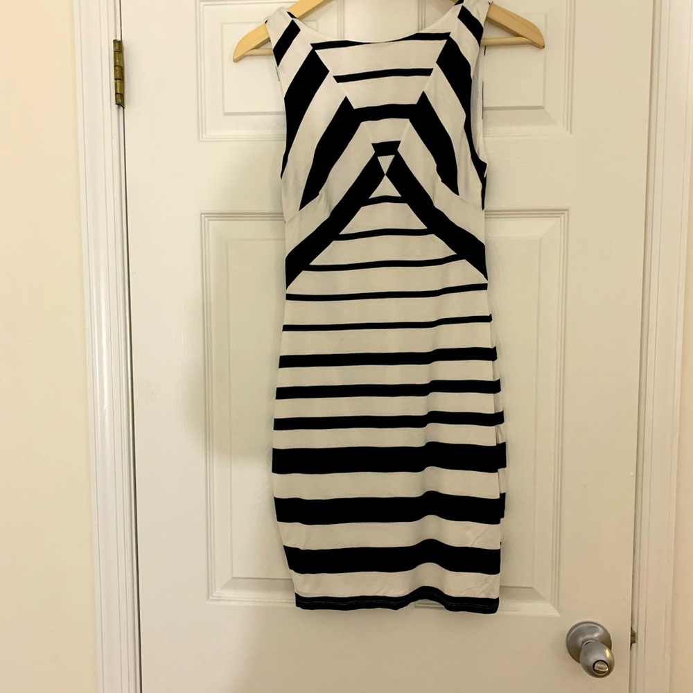 Bebe Black and White Midi Dress